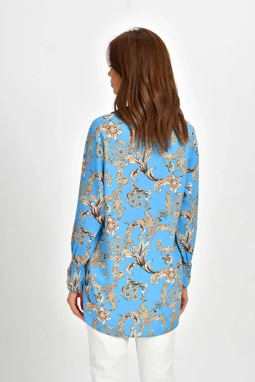 Mavi Oversize Rahat Kesim Düğmeli Gömlek BCBSK-25700-K5125