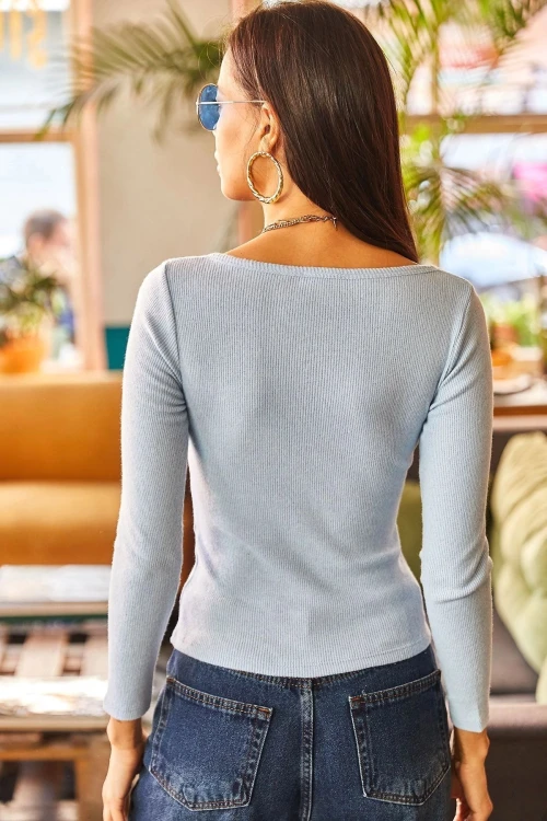 Mavi Yumuşak Dokulu Triko Kazak BCBSK-25700-K7324