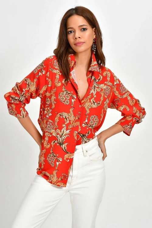 Mercan Oversize Rahat Kesim Düğmeli Gömlek BCBSK-25700-K5125