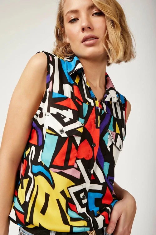 Mix Kısa Kol Desenli Çift Cepli Gömlek BCBSK-25700-K5183