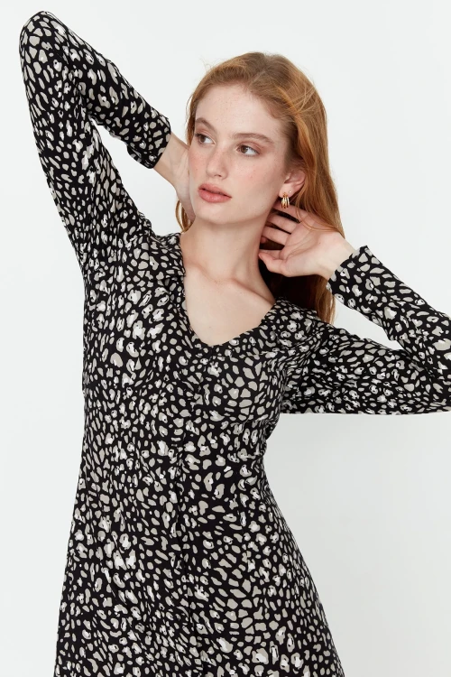 Multi Yaka Dekolteli Uzun Kollu Gömlek Elbise BCBSK-25700-K7365