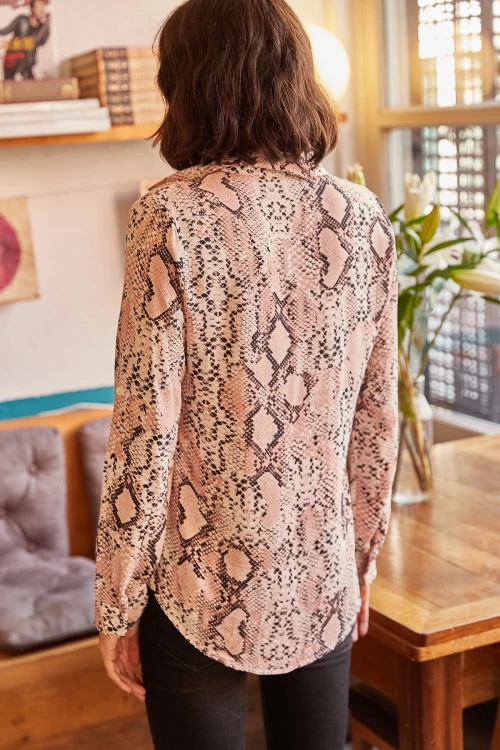 Pudra Desenli Uzun Kol Gömlek BCBSK-25700-K4921