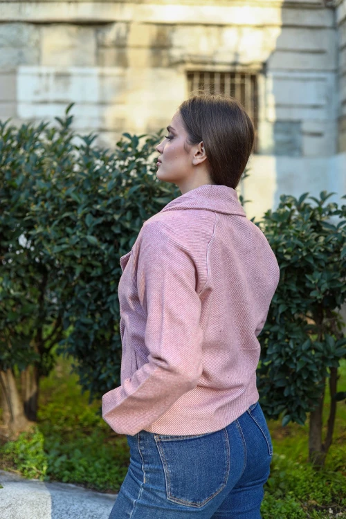 Pudra Düğmeli Kısa Mevsimlik Ceket BCBSK-25700-3529