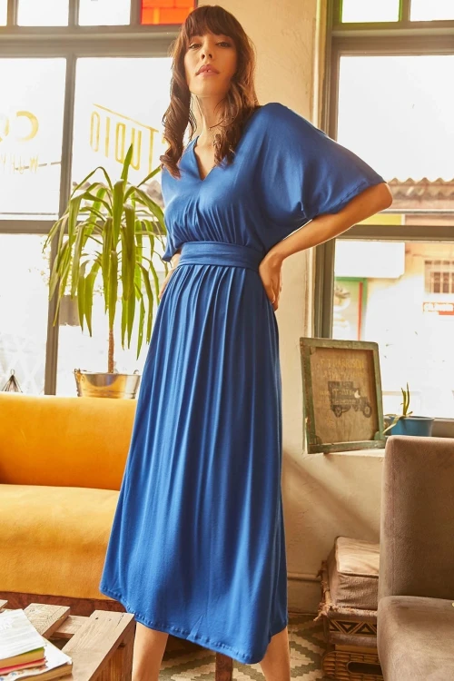 Saks Yumuşak Dokulu Salaş Elbise BCBSK-25700-K4054