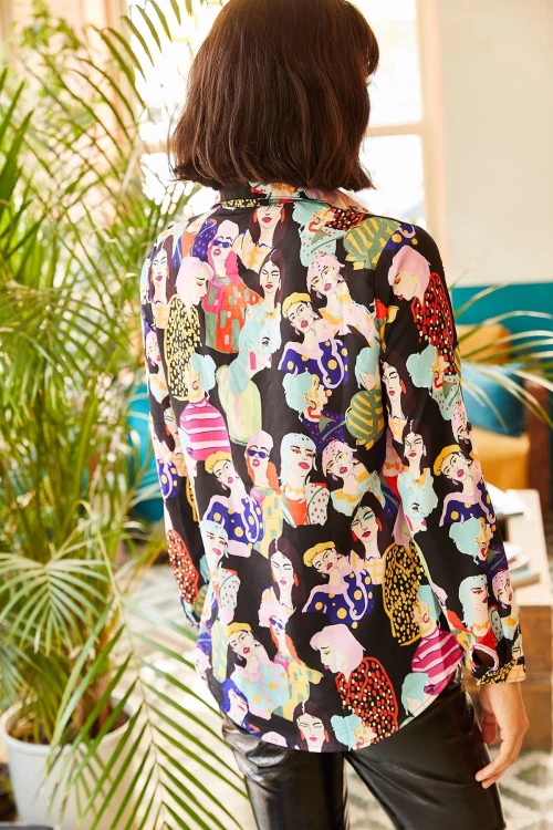 Siyah Desenli Uzun Kol Gömlek BCBSK-25700-K5807