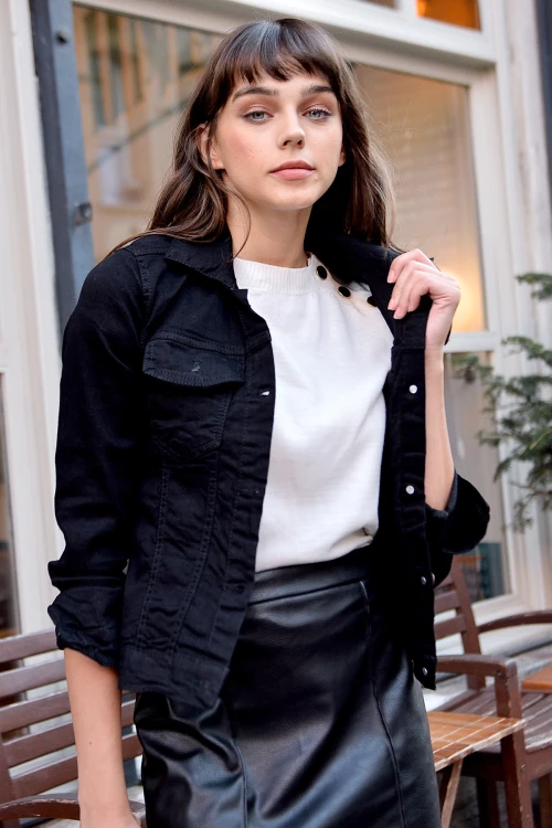 Siyah Gabardin Beli Lastikli Cepli Salaş Pantolon BCBSK-25700-3475