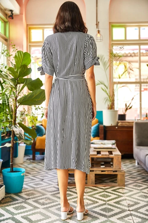 Siyah Hafif Kumaş Günlük Yazlık Elbise BCBSK-25700-K7417