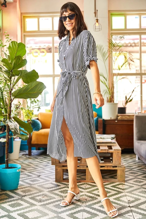 Siyah Hafif Kumaş Günlük Yazlık Elbise BCBSK-25700-K7417