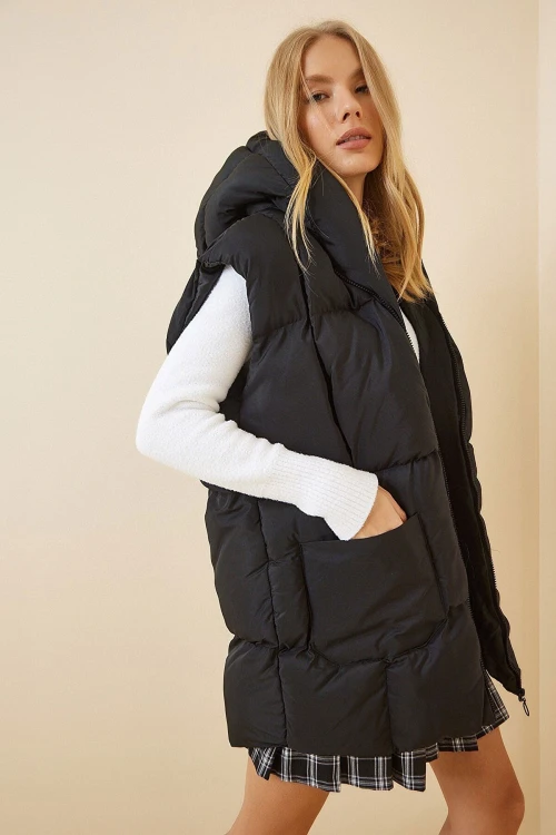 Siyah Kapüşonlu Şişme Yelek BCBSK-25700-K7261