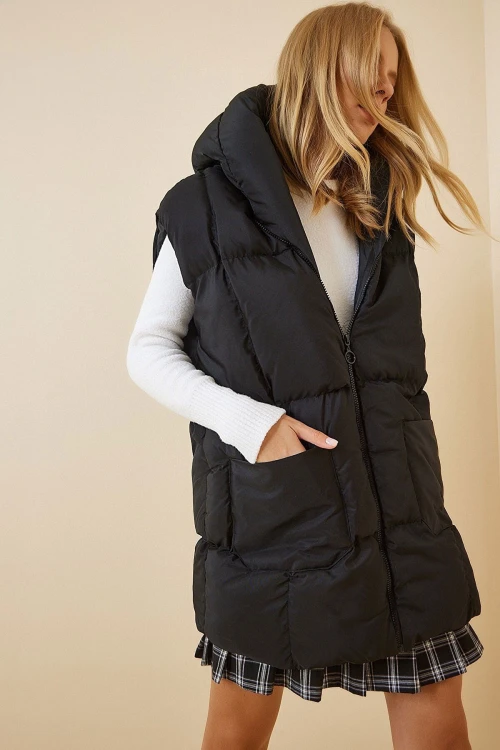 Siyah Kapüşonlu Şişme Yelek BCBSK-25700-K7261