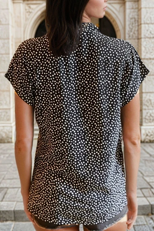 Siyah Kısa Kol Desenli Gömlek BCBSK-25700-K5505