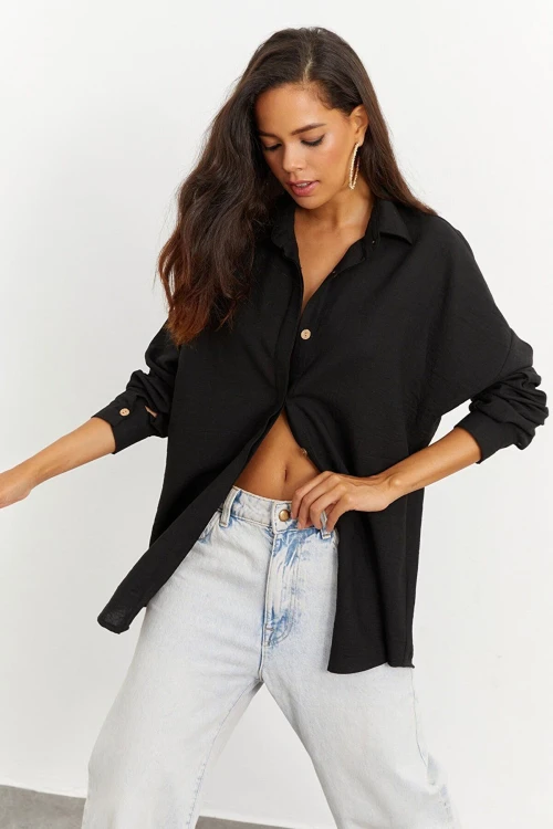 Siyah Sırtı Çapraz Gömlek BCBSK-25700-K7235