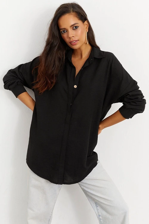 Siyah Sırtı Çapraz Gömlek BCBSK-25700-K7235