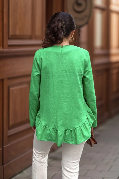 Benetton Eteği Katlı Fırfırlı Vual Bluz BCBSK-25700-3571