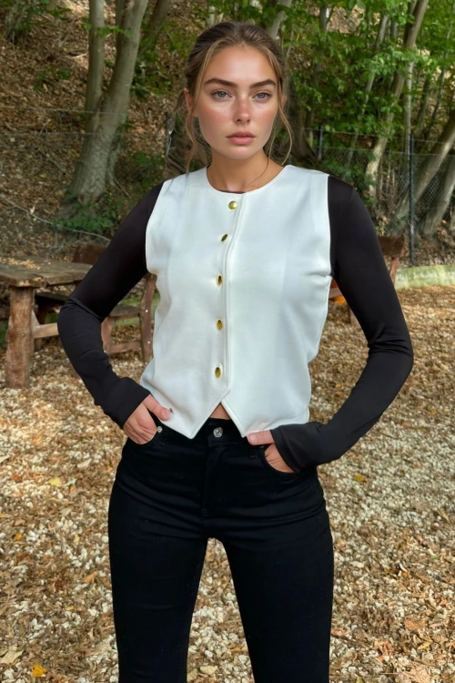 Beyaz Rahat Kalıp Yelek BCBSK-25700-3674