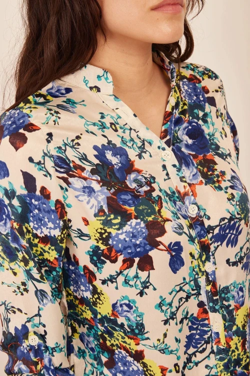 Ekru Çiçek Desenli Gömlek BCBSK-25700-T4011-1760