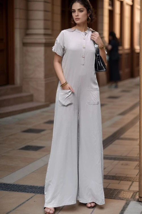 Gri Yarım Patlı Cepli Düşük Ağlı Bol Kesim Salaş Tulum BCBSK-25700-3577