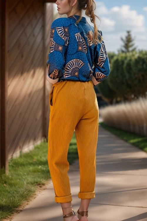 Hardal Kendinden Dokulu Beli Lastikli Cepli Pantolon BCBSK-25700-3273