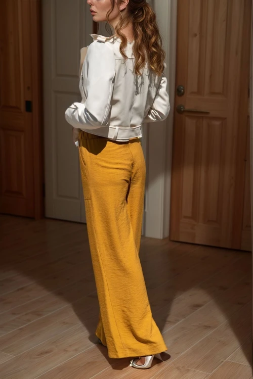 Hardal Keten Beli Lastikli Salaş Pantolon BCBSK-25700-2933