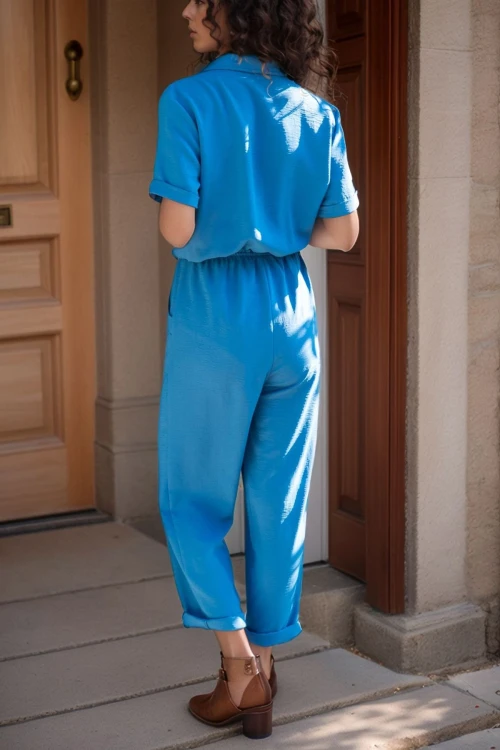 İndigo Ceket Yaka Beli Lastikli Airobin Tulum BCBSK-25700-2622