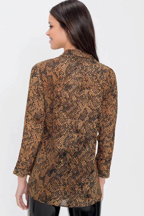Leopar Uzun Kollu Düğmeli Oversize Gömlek BCBSK-25700-NEW1010