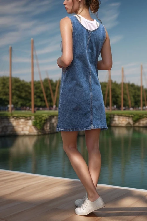 Mavi Askılı Çift Cepli Denim Elbise BCBSK-25700-K6369