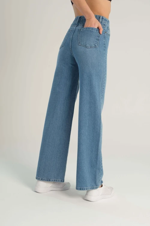 Mavi Geniş Kalıp Denım Pantolon BCBSK-25700-KT0045