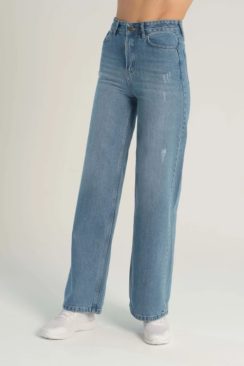 Mavi Geniş Kalıp Denım Pantolon BCBSK-25700-KT0045