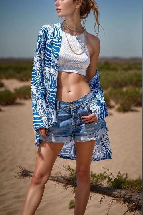 Mavi Saten Çift Cep Salaş Kimono BCBSK-25700-3250