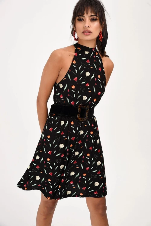 Mix Kolsuz Çiçek Desenli Elbise BCBSK-25700-T4011-1180