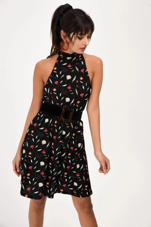 Mix Kolsuz Çiçek Desenli Elbise BCBSK-25700-T4011-1180