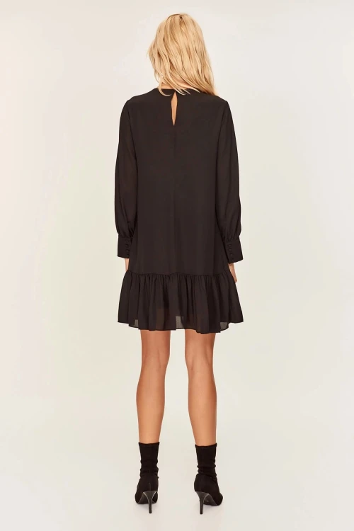 Siyah Dantel Detaylı Eteği Volanlı Elbise BCBSK-25700-T4006-1780