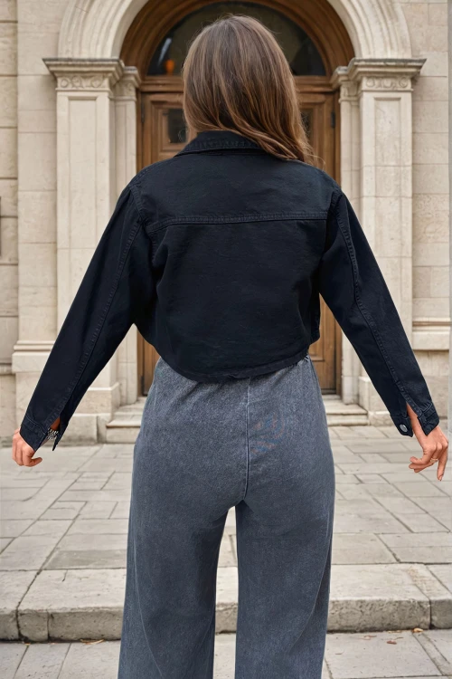 Siyah Denim Crop Ceket BCBSK-25700-KT-0091