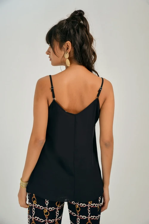 Siyah İp Askılı Dantel Detaylı Bluz BCBSK-25700-T4008-1730