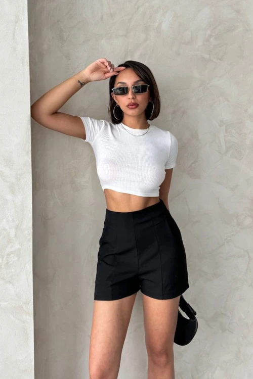 Siyah Mini Fit Dokuma Şort BCHN-2525312