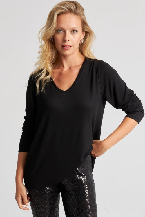 Siyah V Yaka Oversıze Bluz BCBSK-25700-K7634