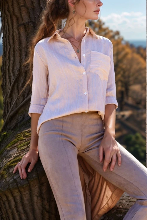 Taş Gül Kurusu Kendinden Dokulu Yumuşak Tek Cep Gömlek BCBSK-25700-3266