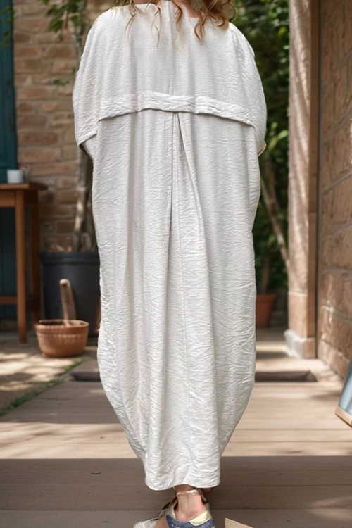 Taş Keten Yarasa Kol Salaş Cepli Gömlek Elbise BCBSK-25700-3282