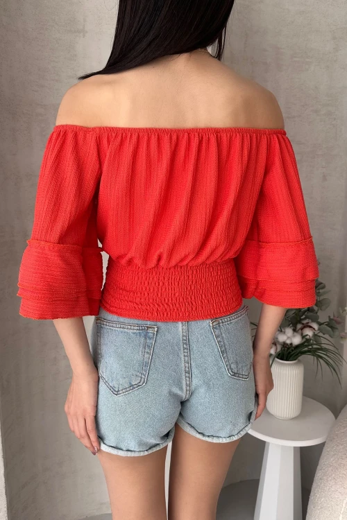 Turuncu Madonna Yaka Gipeli Bluz BCDF-252197