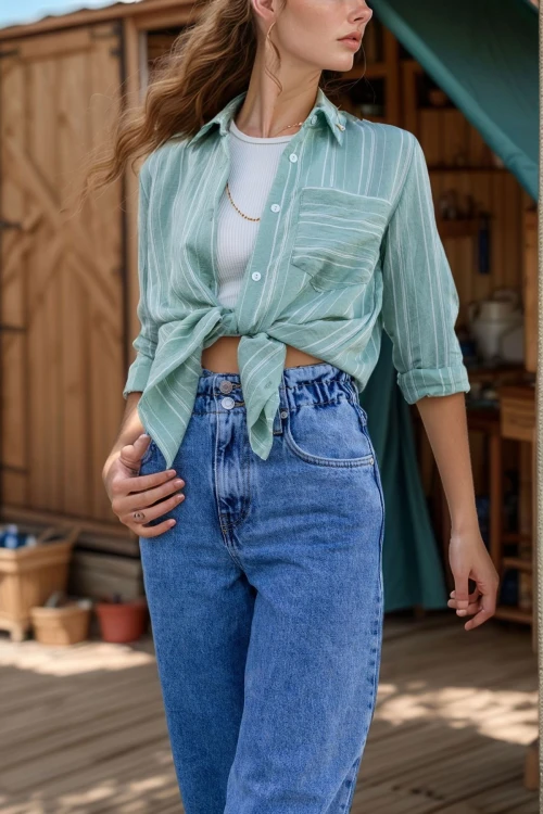 Yeşil Gül Kurusu Kendinden Dokulu Yumuşak Tek Cep Gömlek BCBSK-25700-3266