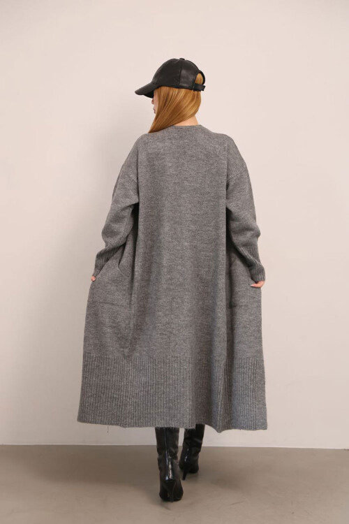 Antrasit Salaş Yumuşak Dokulu Triko Hırka BCES-252009