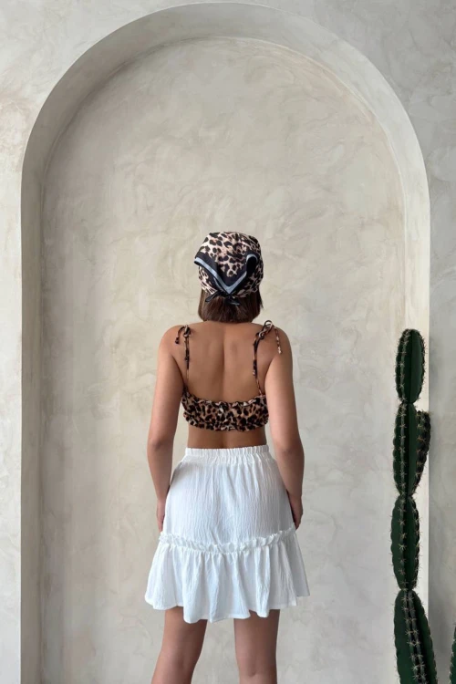 Beyaz Eteği Volanlı Fırfırlı Etek BCHN-2525808