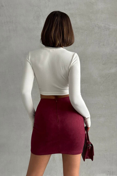 Bordo Çimalı Süet Etek BCHN-25261011