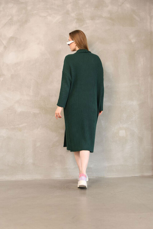 Haki Maxi Boy Triko Hırka BCES-252037