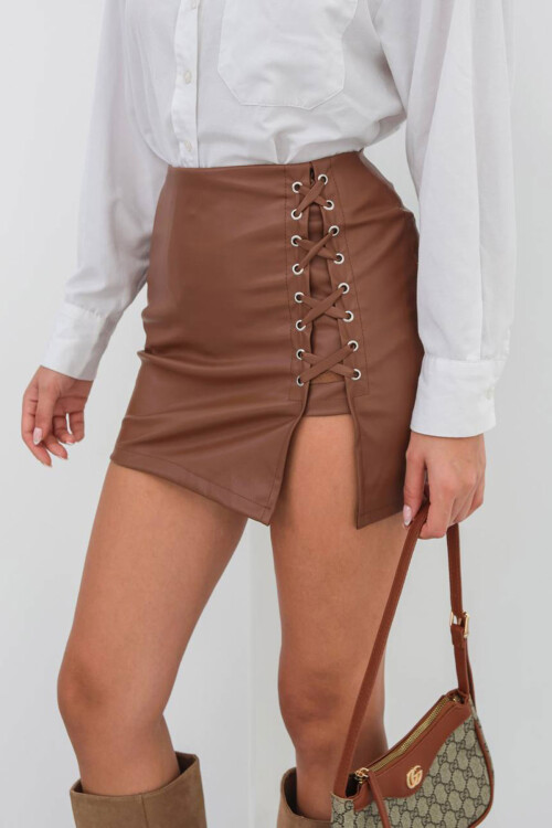 Kahverengi Kuşgözü Detaylı Etek BCHN-25262028