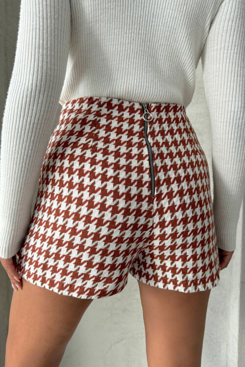 Kiremit 2 Düğmeli Tüvit Kumaş Şort Etek BCHN-2526414