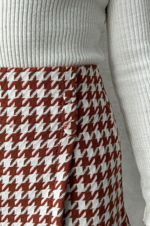 Kiremit 2 Düğmeli Tüvit Kumaş Şort Etek BCHN-2526414