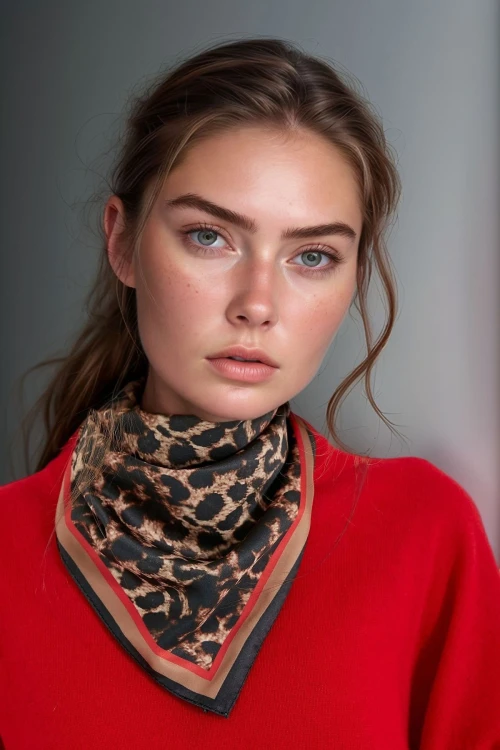 Leopar Leopar Desenli Bandana Fular