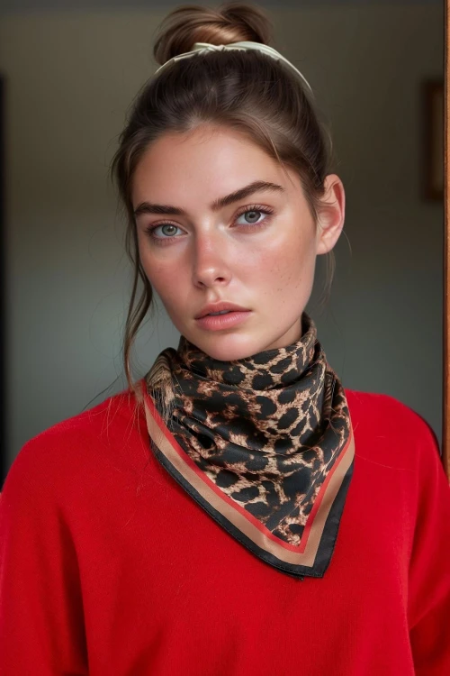 Leopar Leopar Desenli Bandana Fular