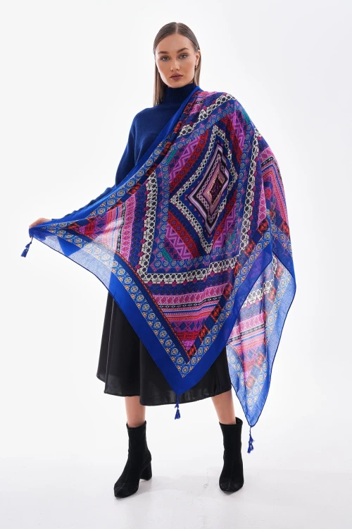 Mor Desenli Püsküllü Şal BCNSV-2515239